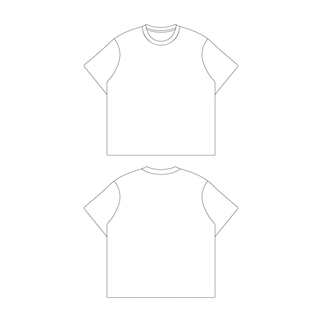 template tshirt boxy vector illustration flat design outline clothing collection