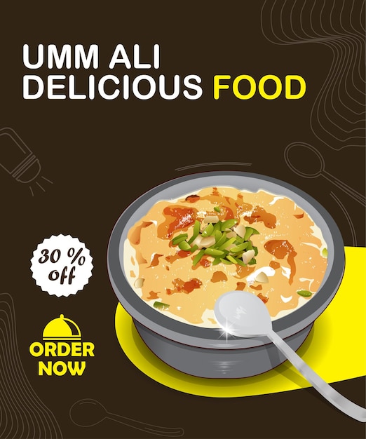 Vector template for umm ali food