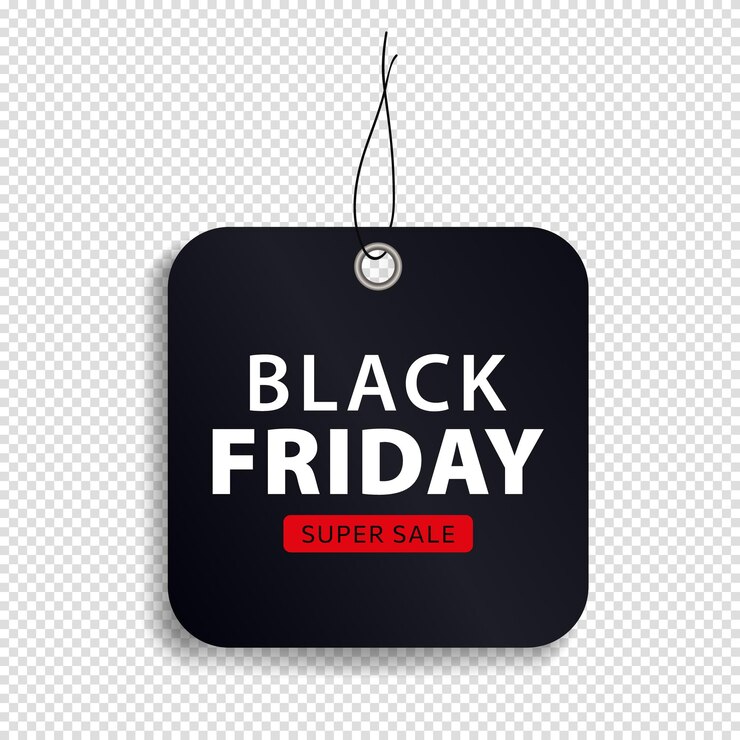 Vector template van black friday verkoop tag in zwarte kleur vierkante vorm voor promotie met tekst super sale
