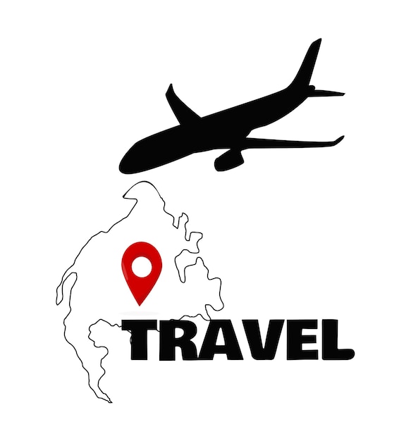 Вектор шаблона представляет собой логотип и текст туристического самолета с линейным расположением