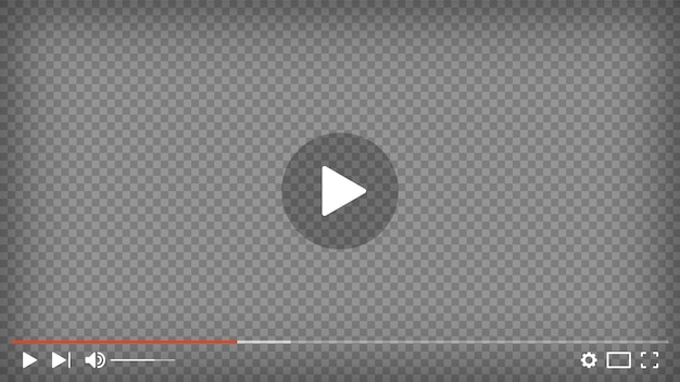 Modello di lettore video e audio design media player lettore video layout pc mockup contenuto video online illustrazione vettoriale