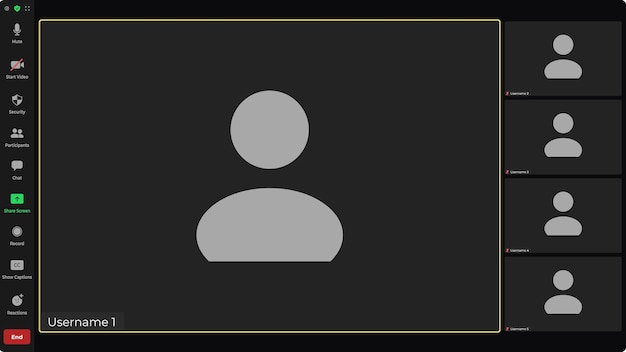 template video conference user interface application for social communication
