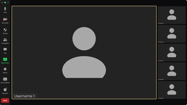 template video conference user interface application for social communication