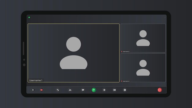 Vector template video conference user interface application for social communication