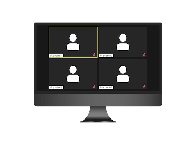 Template video conference user interface video conference calls window overlay Four users