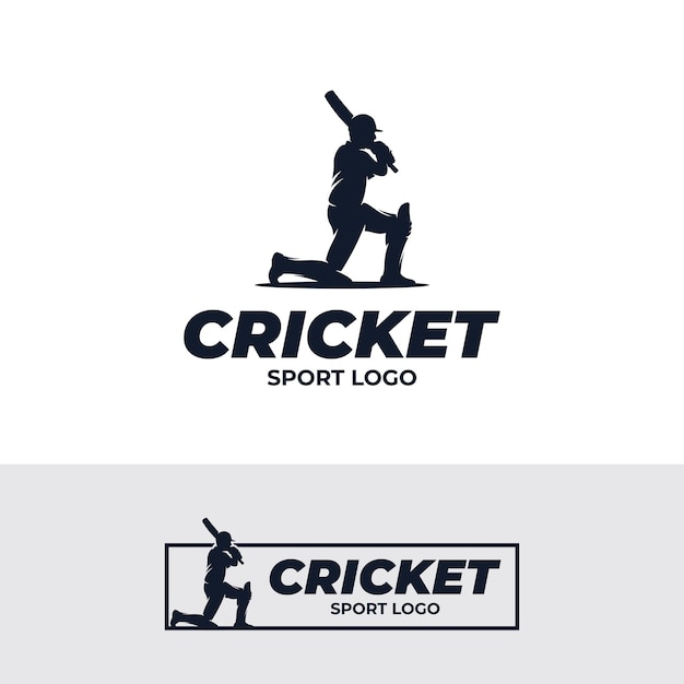 Vector template voor het ontwerp van het logo van een cricketspeler