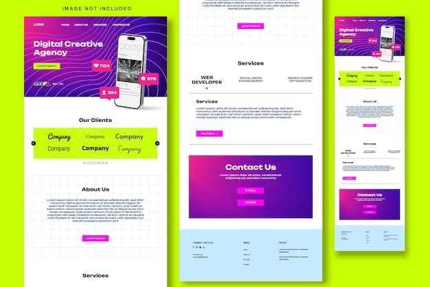 Template voor het ontwerpen van landingspagina's voor digitale creatieve agentschappen