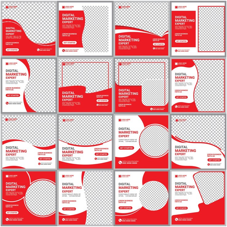 Vector template voor het ontwerpen van posten voor digitale marketing op sociale media
