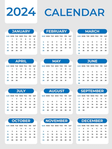 Template voor kalender 2024 voor zakelijke professionals
