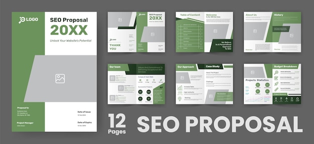 Vector template voor seo-voorstelbrochure