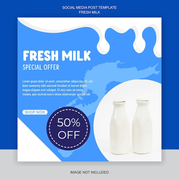 Vector template voor social media-posts over verse melk
