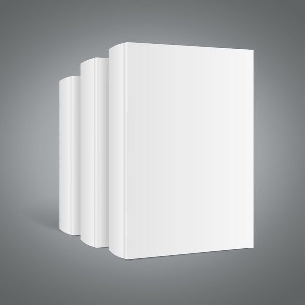 Vector template white blank book stack. realistic mockup. vector illustration