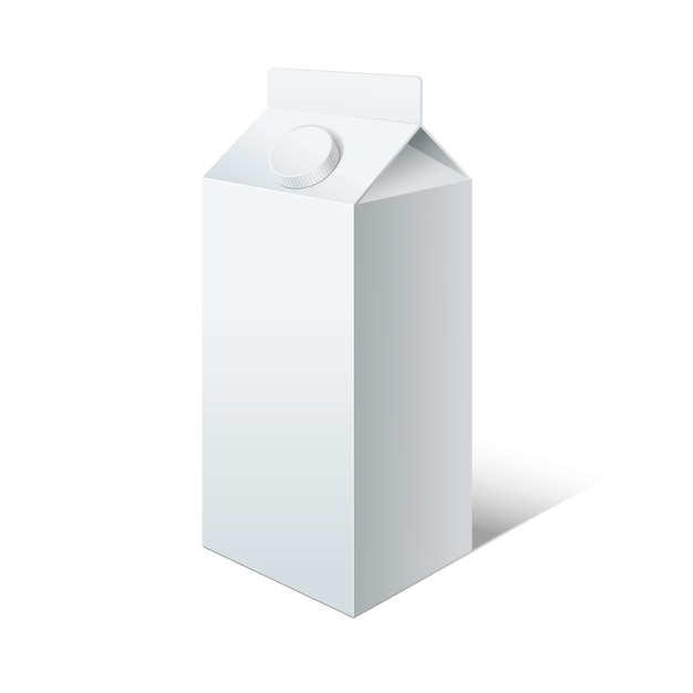 Template White Blank Milk. Empty Carton Beverage Package. 