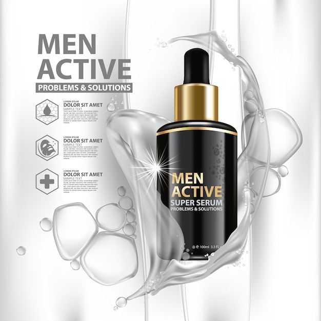 Template whitening cream package design for men