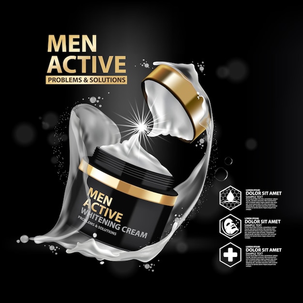 Template whitening cream package design for men