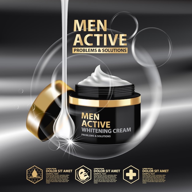 Template whitening cream pakketontwerp voor mannen