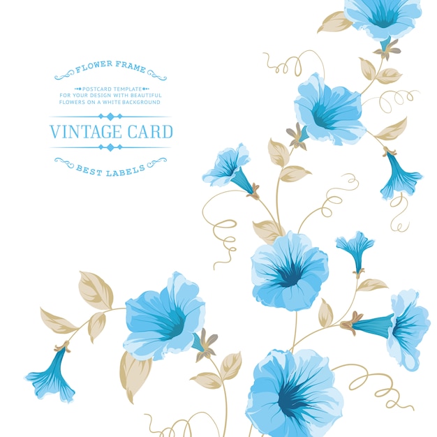 Template with blue flowers