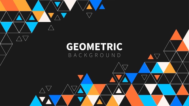 Template with a colorful blue orange gradient triangular pattern on each corner position