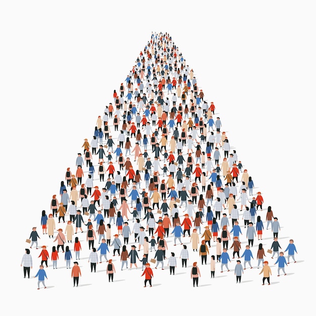 Vector template with a crowd of business people standing in a line people crowd