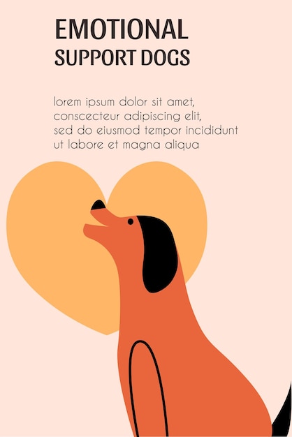 Template with a dog for a veterinary clinic an emotional support service animal Vector illustration in a flat style