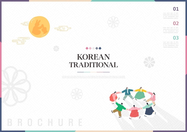 Template with korean tradition pattern background brochure