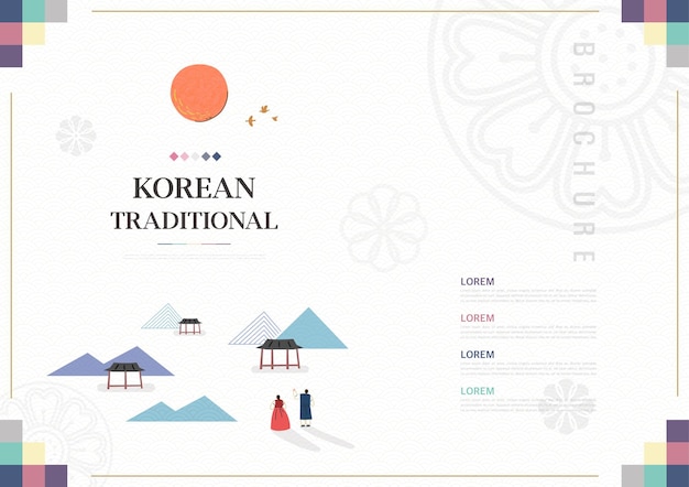 Vector template with korean tradition pattern background brochure