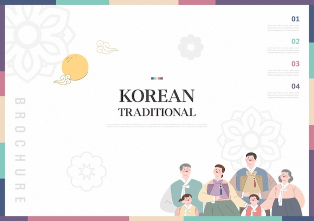 Vector template with korean tradition pattern background brochure