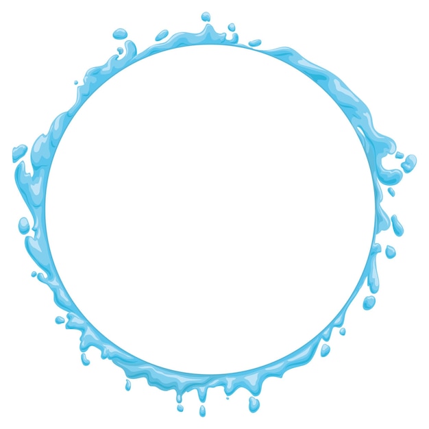 Вектор Шаблон с круглым пустым пространством с голубой водяной рамкой дизайн в стиле мультфильма на белом фоне