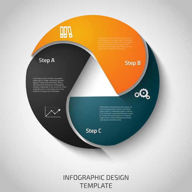 Vector template with three steps or options for diagrams presentations and graphs