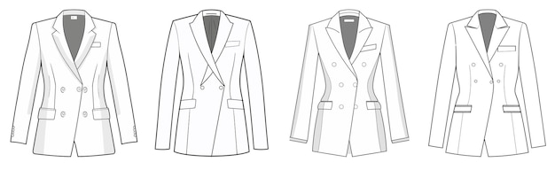 шаблон женского костюма макет векторной иллюстрации плоский дизайн контур изолированный белый фон