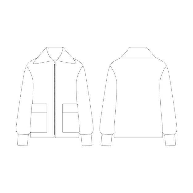 Vector template women blouson jacket vector illustration flat design outline clothing collection outerwear