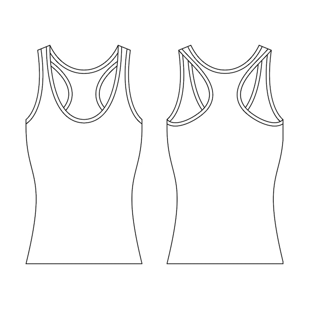 Template women tank top vector illustration flat design outline template clothing collection