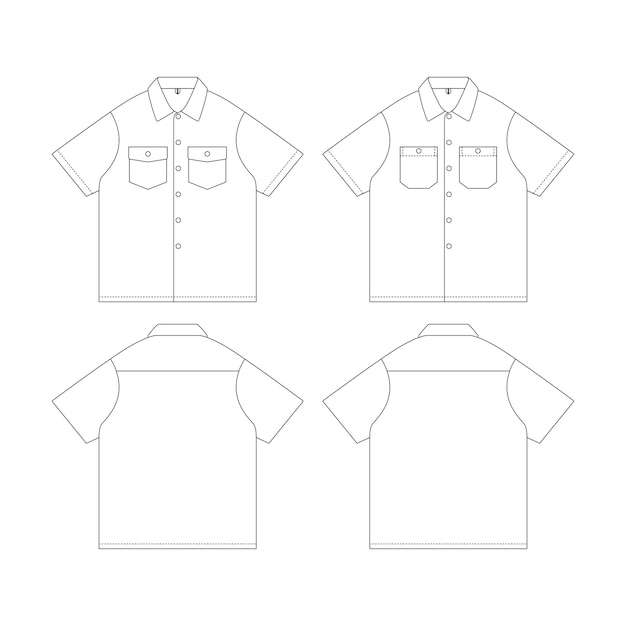 Modello di camicia da lavoro illustrazione vettoriale design piatto contorno collezione di abbigliamento