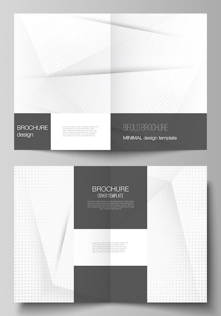 Vector templates for bifold brochure. halftone  dots, abstract gradient background.