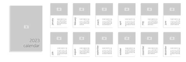 벡터 사진이 없는 2023년 달력 템플릿입니다. 달력 용지 2023 a4 a5. 일요일부터 스타 위크