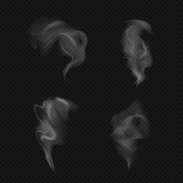 Templates realistic smoke, couple against dark background.