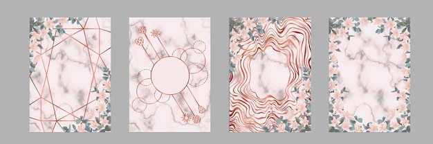 Набор шаблонов с эвкалиптом и цветами для поздравительных открыток и обложек