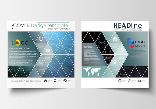 Templates for square design brochure, magazine, flyer, report.