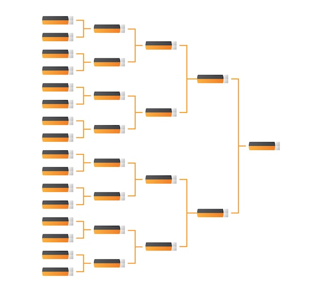 Templates of vector tournament brackets for 16 teams. Blank bracket template.