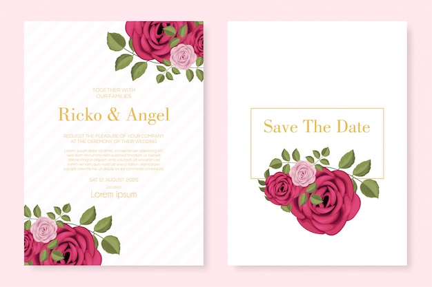 Templates for wedding invitation cards with beautiful floral