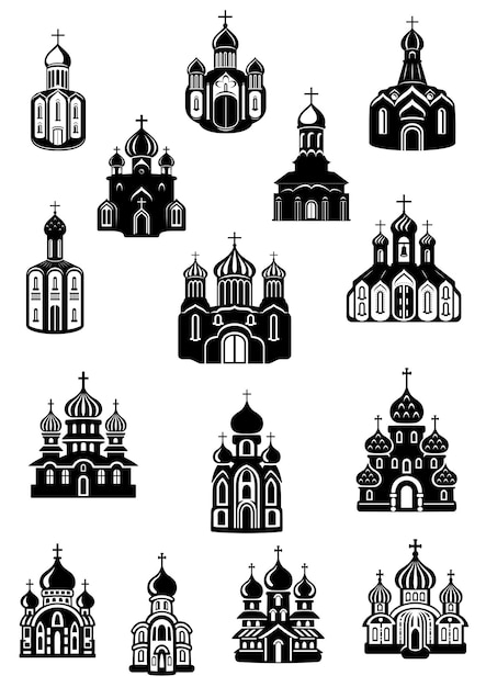 Temple church fane and shrine icons