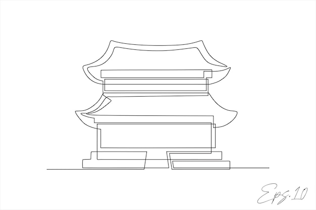 temple continuous line vector illustration