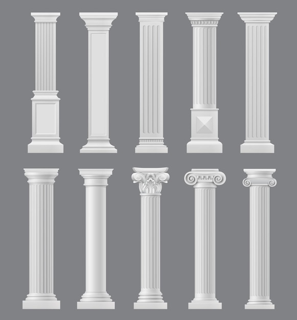 Vettore pilastri antichi delle colonne di marmo del palazzo o del tempio