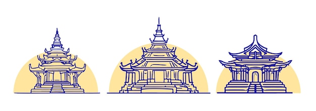 Vector a temple with a pagoda on the top