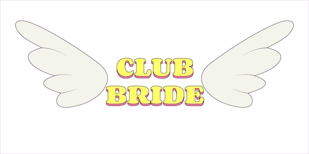 Temporary Tattoo for Bridesmaids Angel Wings Club Bride Bachelorette Party Illustration in Groovy Style