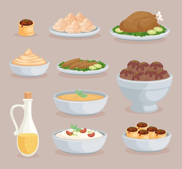 Vector ten arabic foods