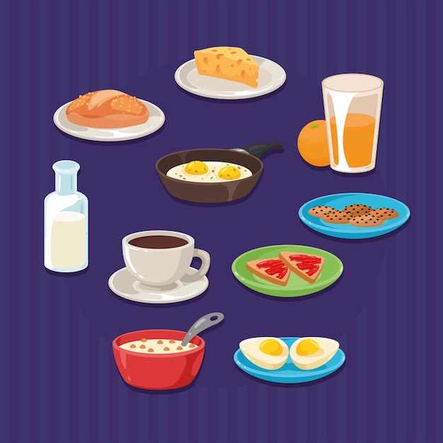 Vector ten breakfast menu icons