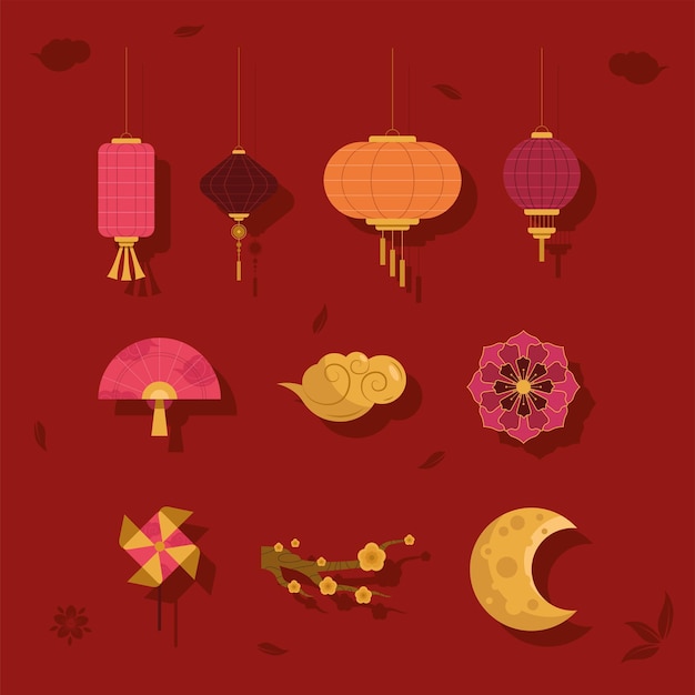 Vector ten chinese new year icons