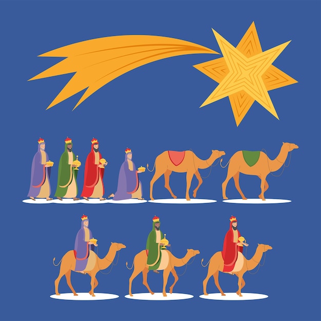 Vector ten ephiphany manger characters