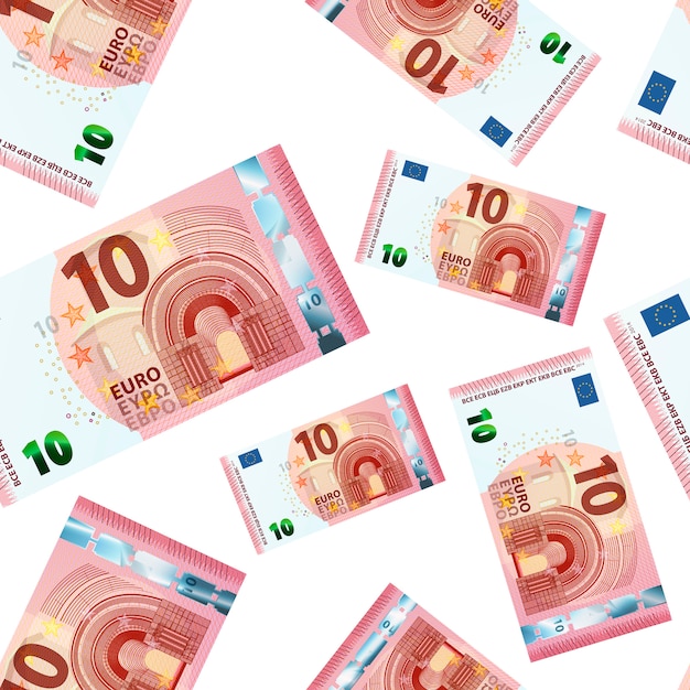 Ten euro banknotes seamless pattern